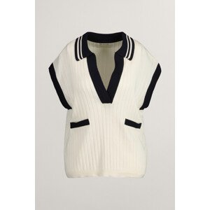 SVETR GANT RIB KNIT SLEEVELESS POLO bílá XXS