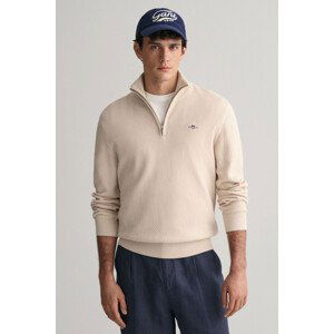 SVETR GANT STRUCTURED COTTON HALF ZIP hnědá M