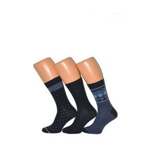 Cornette Premium A40 A'3 pánské vzorované ponožky, Světle šedá, modrá