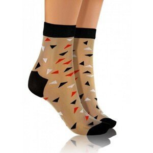 Sesto Senso Fashion Nylon trojúhelníky béžové/černé Dámské ponožky, UNI, Více barevná