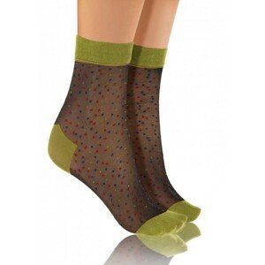 Sesto Senso Fashion Nylon tečky zelené/černé Dámské ponožky, UNI, Více barevná