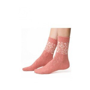 Steven art.093 Vlněné dámské ponožky vzor, 35-37, růžová