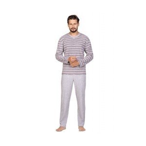 Piżama 589 hnědé Pánské pyžamo, M, hnědá