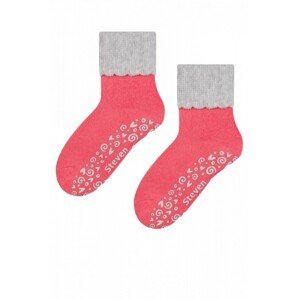 Steven 038 růžovo-šedé ABS Dětské ponožky, 32/34, růžová