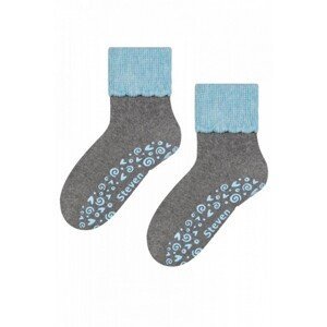 Steven 038 tmavě šedo-modré ABS Dětské ponožky, 29/31, šedá