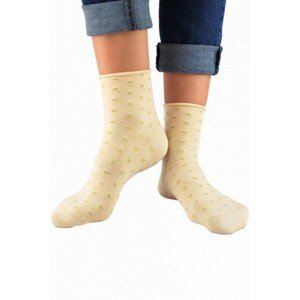 Noviti SB024 puntíky Lurex Dámské ponožky, 35-38, béžová