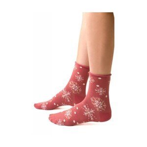 Steven art.099 zimní vzor netlakové Dámské ponožky, 35-37, růžová/lurex