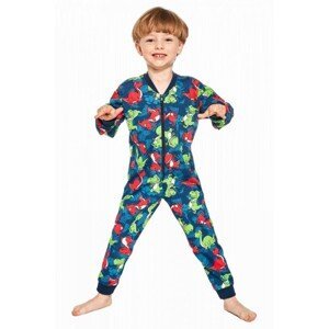 Cornette Kids Boy 185/155 Dino 3 86-128 Overal chlapecké pyžamo, 110-116, modrá