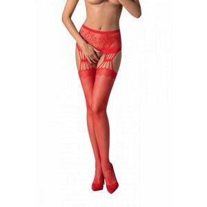 Passion S027 červené Strip Panty Punčochy, one size, červená