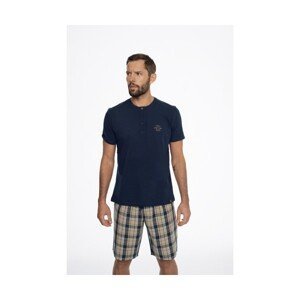 Henderson Ethos 41294-59X tmavě modro-béžové Pánské pyžamo, XL, modro-béžová