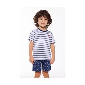 Cornette Kids Boy 801/111 Marine 98-128 Chlapecké pyžamo, 98-104, Bílá-Modrá
