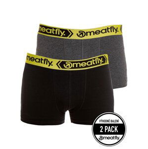 Meatfly pánské boxerky Balboa Boxershorts Double Pack Grey Heather/Black | Černá | Velikost L