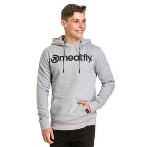 Meatfly pánská mikina MF Logo Hoodie Grey Heather | Šedá | Velikost XS