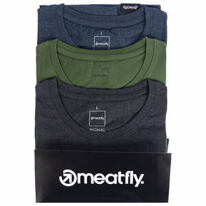 Meatfly balení pánských triček Basic Multipack Charcoal Heather/Olive/Navy Heather | Šedá | Velikost S