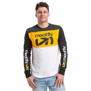 Meatfly pánské tričko s dlouhým rukávem Judgement Yellow/White | Žlutá | Velikost XL