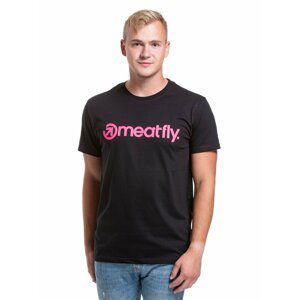 Meatfly pánské tričko s krátkým rukávem Joe Black/Pink Neon | Černá | Velikostob S | 100% bavlna