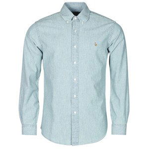 Polo Ralph Lauren  CHEMISE AJUSTEE EN CHAMBRAY DENIM COL BOUTONNE  LOGO PONY PLAYER  Košile s dlouhymi rukáv Modrá