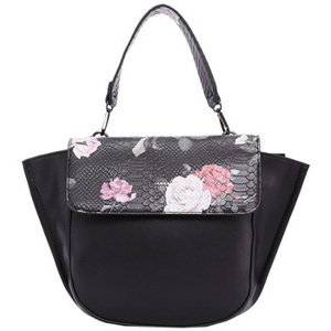 Diana & Co  Květinová dámská taška s klopou černá  Kabelky Černá