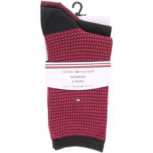 Tommy Hilfiger  dámské ponožky 100000854 005 black-rose violet  Ponožky Červená
