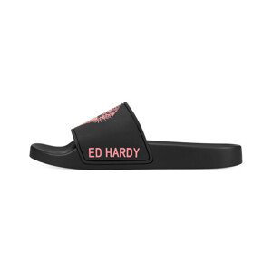 Ed Hardy  Sexy beast sliders black-fluo red  Žabky Černá