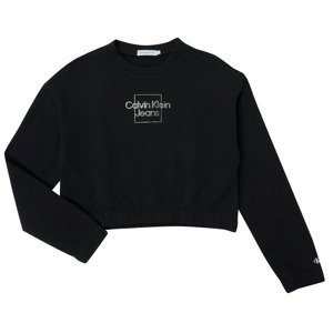 Calvin Klein Jeans  METALLIC BOX LOGO SWEATSHIRT  Mikiny Dětské Černá