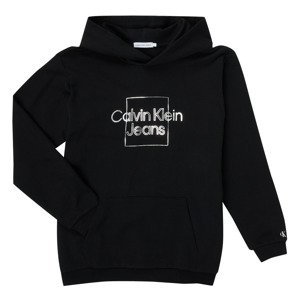 Calvin Klein Jeans  METALLIC BOX LOGO RELAXED HOODIE  Mikiny Dětské Černá