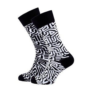 Many Mornings  Veselé vzorované ponožky Black Maze  Doplňky k obuvi Bílá