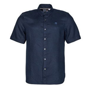 Timberland  SS Mill River Linen Shirt Slim  Košile s krátkými rukávy Tmavě modrá