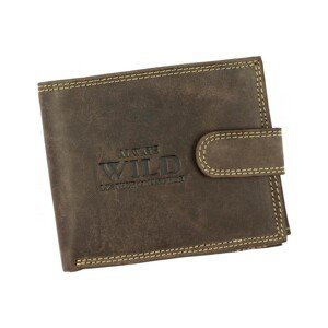 Wild  Hnědá pánská peněženka z broušené kůže RFID v krabičce  Peněženky Hnědá