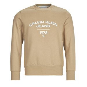 Calvin Klein Jeans  VARSITY CURVE CREW NECK  Mikiny Béžová