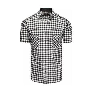 D Street  Pánská košile s krátkým rukávem Nalnt černo-bílá  Košile s dlouhymi rukáv Bílá