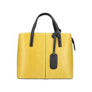 Borse In Pelle  Kožená žlutá dámská kabelka do ruky v kroko designu Merle  Kabelky Žlutá