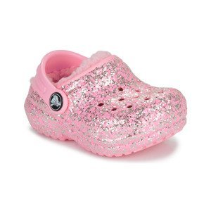 Crocs  Classic Lined Glitter Clog T  Pantofle Dětské Růžová