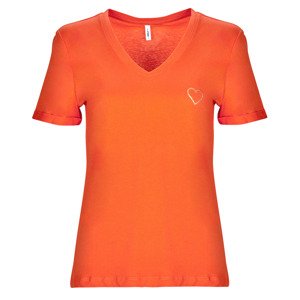 Only  ONLKITA S/S V-NECK HEART TOP BOX CS JRS  Trička s krátkým rukávem Oranžová