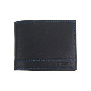Grosso  Kožená černá pánská peněženka s modrou nití v krabičce  Peněženky Černá