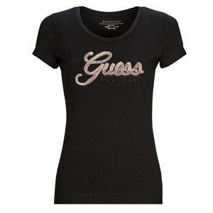 Guess  SS RN GUESS SCRIPT TEE  Trička s krátkým rukávem Černá