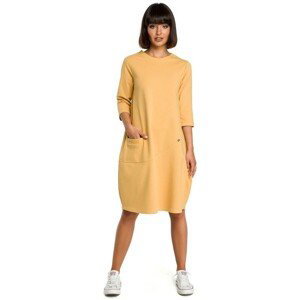 Bewear  Dámské midi šaty Czesl B083 žlutá  Krátké šaty Žlutá