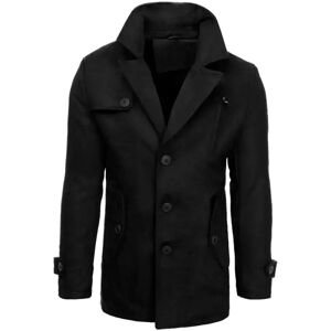 D Street  Pánský crombie coat Leen černá  Kabáty Černá