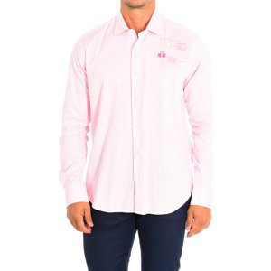 La Martina  TMC602-OX083-05015  Košile s dlouhymi rukáv Růžová