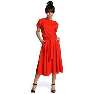 Bewear  Dámské midi šaty Evap B067 červená  Krátké šaty Červená