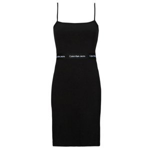 Calvin Klein Jeans  LOGO ELASTIC STRAPPY DRESS  Krátké šaty Černá