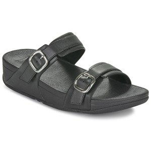 FitFlop  Lulu Adjustable Leather Slides  Dřeváky Černá