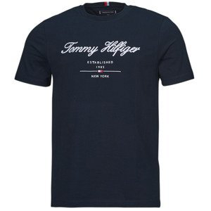 Tommy Hilfiger  SCRIPT LOGO TEE  Trička s krátkým rukávem Tmavě modrá