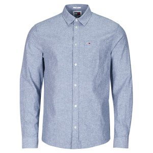 Tommy Jeans  TJM REG LINEN BLEND SHIRT  Košile s dlouhymi rukáv Modrá