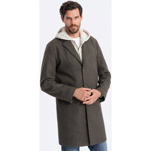 Ombre  Pánský crombie coat Gauddle grafitovo-khaki  Kabáty
