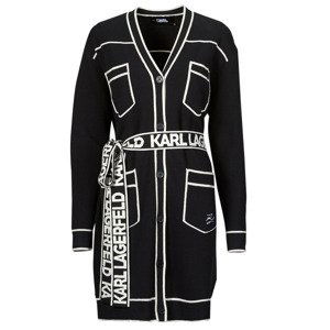 Karl Lagerfeld  BRANDED BELTED CARDIGAN  Svetry / Svetry se zapínáním Černá