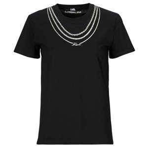Karl Lagerfeld  karl necklace t-shirt  Trička s krátkým rukávem Černá