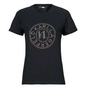 Karl Lagerfeld  rhinestone logo t-shirt  Trička s krátkým rukávem Černá