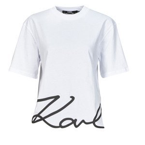 Karl Lagerfeld  karl signature hem t-shirt  Trička s krátkým rukávem Bílá