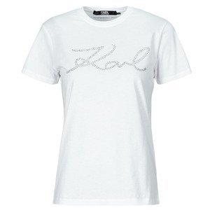 Karl Lagerfeld  rhinestone logo t-shirt  Trička s krátkým rukávem Bílá